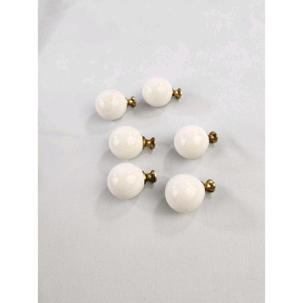 Lot of 6 Amerock 219WHT Allison Vtg Round Knob Dresser Desk Pull Ceramic Handle